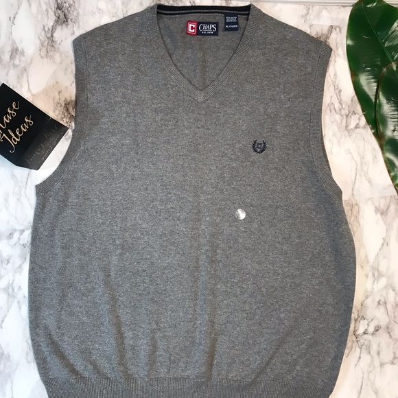 Gray Chaps V-Neck Sweater Vest: NWOT - Picture 2 of 8